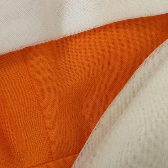 Bright Orange 70s Vintage Maxi Dress Gown Sexy Plunge Neckline Circle Skirt Sz 6